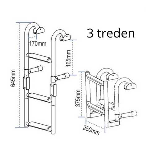TM Stainless Steel Arch Staircase with 3 Steps - Foldable