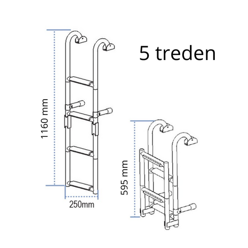 Stainless steel arched staircase with 5 steps - Foldable