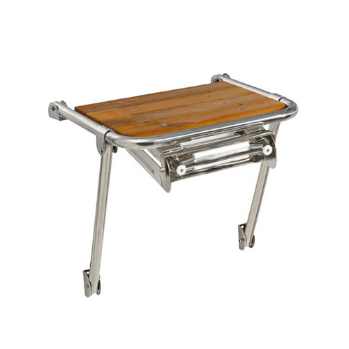 Stainless steel swim ladder with teak platform - 3 steps