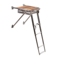 Stainless steel swim ladder with teak platform - 3 steps