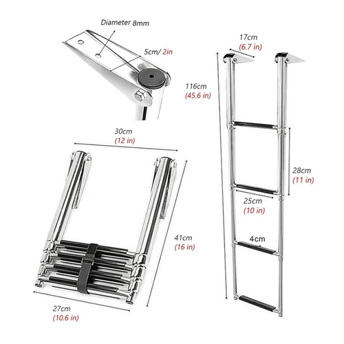 TM RVS Telescopische zwemladder - 3 of 4 treden