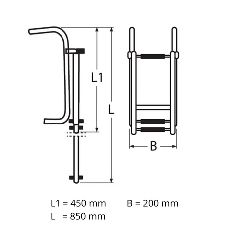 TM Telescopic stainless steel swimming ladder