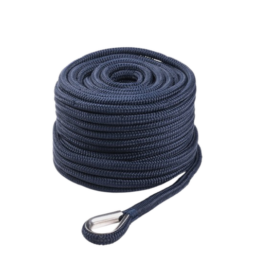 TM Ankerlijn met RVS oog - Dubbel gevlochten Navy - 10mm Øx15m