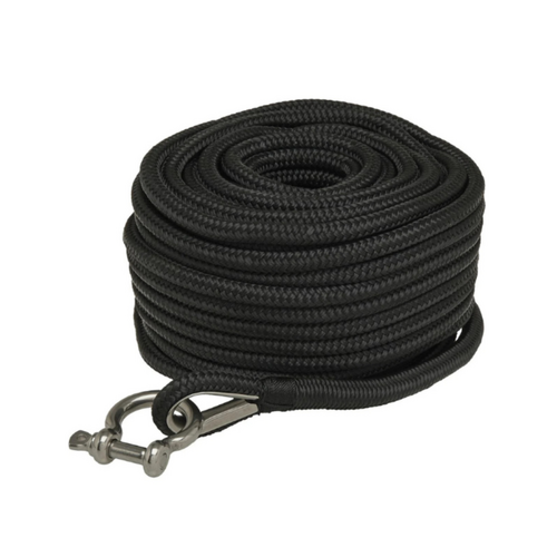 TM Ankerleine mit Edelstahlöse – Doppelt geflochtenes PP 10 mm Øx30m – Schwarz