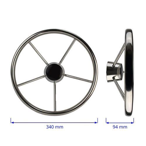TM Stuurwiel RVS 316 - 5 spaken  - Ø 34 cm