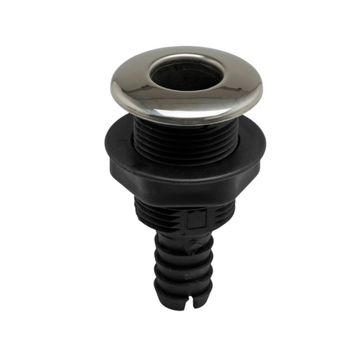 Stainless steel flanged hull fitting - 19mm - PVC