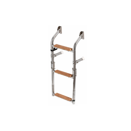 SS Boarding ladder - folding. 3 step Teak
