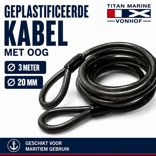 Geplastificeerde  Staalkabel 20 mm - 3 m - met oog