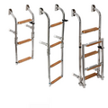 Foldable Stainless Steel Swimming Ladder - Teak Wood