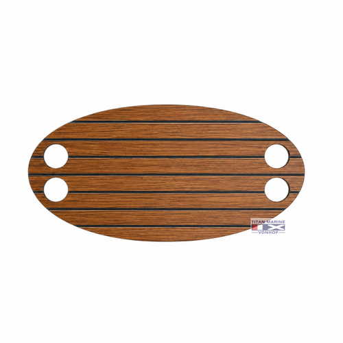 HPL Teak inlay for black and white oval tables.