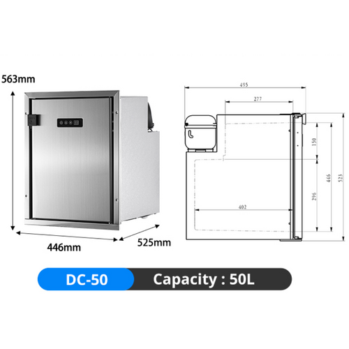 Stainless steel refrigerator 50 liters