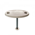 Ovale tafelbladset met twee RVS cupholders incl. poot 68,5 CM