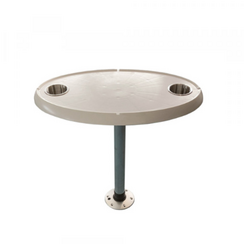 Ovale tafelbladset met twee RVS cupholders incl. poot 68,5 CM