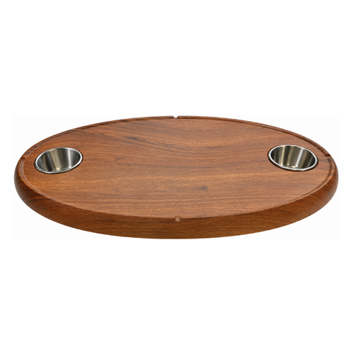 Oval table with teak look