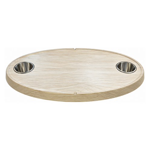 Ovaler Tisch in weißer Teakholzoptik