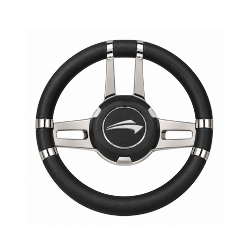 TM Steering Wheel Stainless Steel 316 - Black - Ø 35cm - Heavy Casted