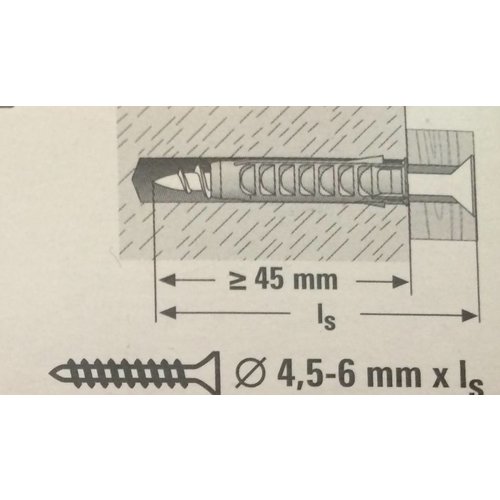 Schroevenset voor Baksteen- en betonmuren (met Fischer pluggen)