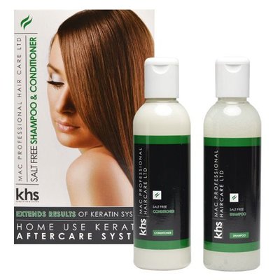 KHS Keratin Hair System Salt free Shampoo & Conditioner 2 x 200ml Kit