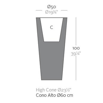 Vondom Cono Alto 50 x 100 bloembak