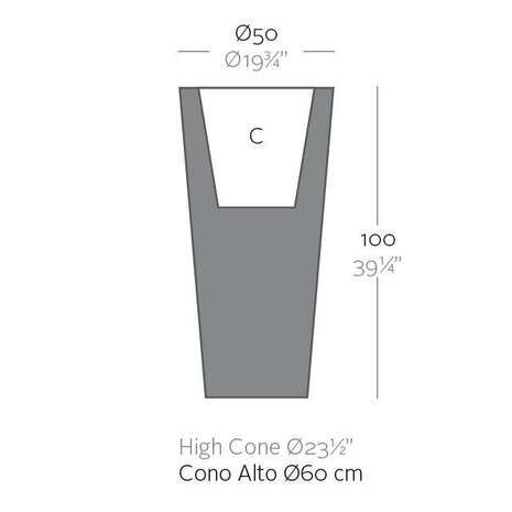 Vondom Cono Alto 50 x 100 bloembak