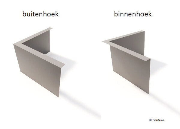 Hoek verzinkt gezet 30 x 30 cm, dikte 3 mm