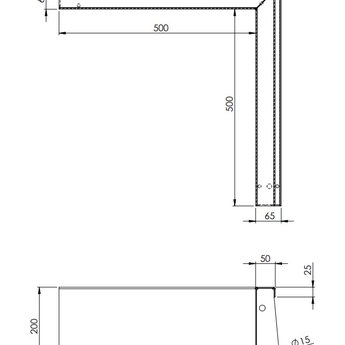 Keerwand cortenstaal 50 x 50 x 20 cm binnenhoek
