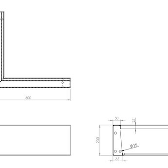 Keerwand cortenstaal 50 x 50 x 20 cm buitenhoek