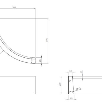 Keerwand cortenstaal 50 x 20 cm buitenbocht