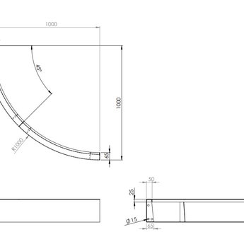 Keerwand cortenstaal 100 x 20 cm buitenbocht