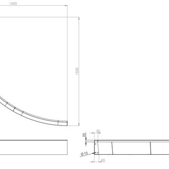 Keerwand cortenstaal 150 x 20 cm buitenbocht