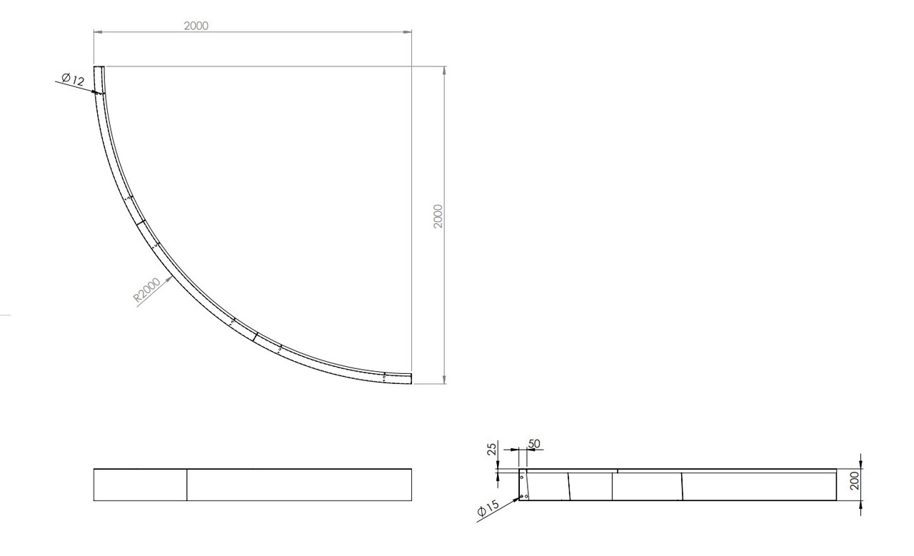 Keerwand cortenstaal 200 x 20 cm buitenbocht Keerwand cortenstaal 200 x 20 cm buitenbocht