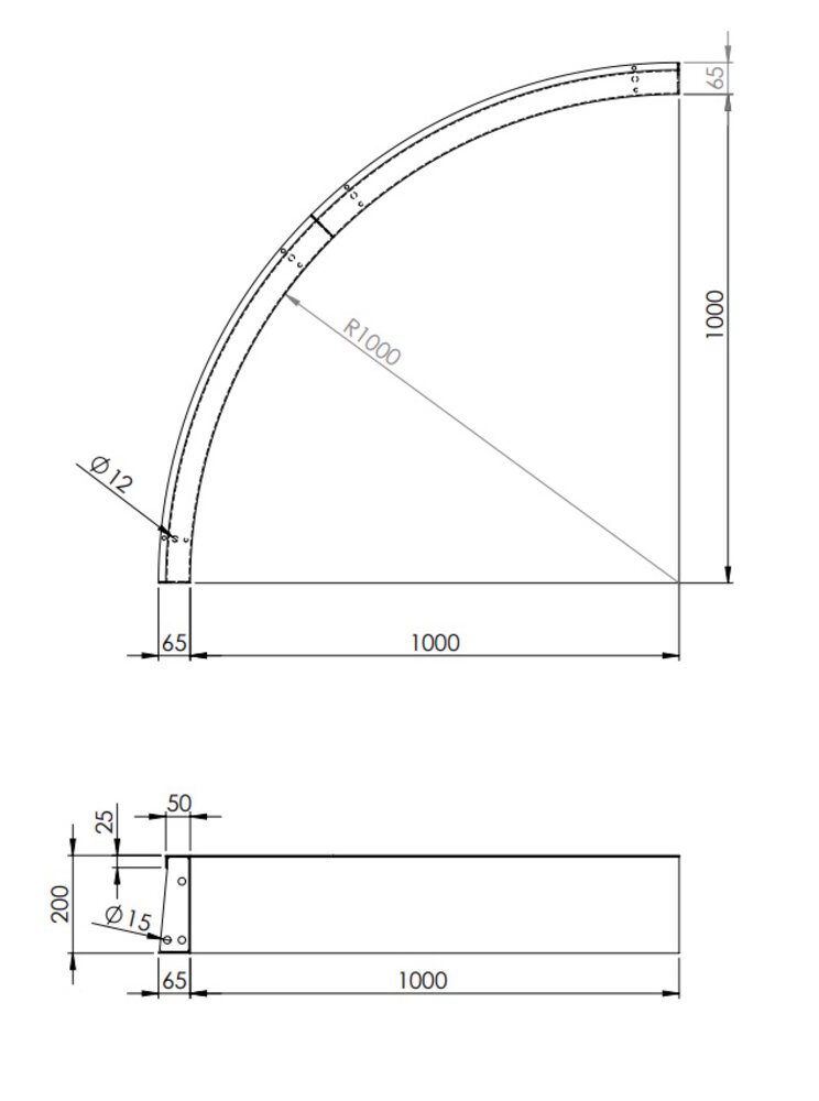Keerwand cortenstaal 100 x 20 cm binnenbocht Keerwand cortenstaal 100 x 20 cm binnenbocht