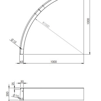 Keerwand cortenstaal 100 x 20 cm binnenbocht