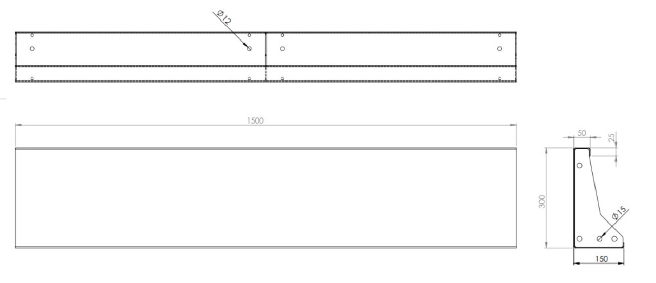 Keerwand cortenstaal 150 x 30 cm recht Keerwand cortenstaal 150 x 30 cm recht