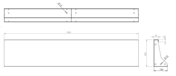 Keerwand cortenstaal 150 x 30 cm recht Keerwand cortenstaal 150 x 30 cm recht