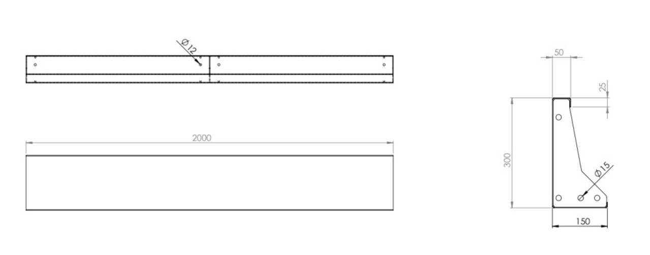Keerwand cortenstaal 200 x 30 cm recht