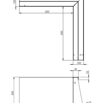 Keerwand cortenstaal 50 x 50 x 30 cm binnenhoek