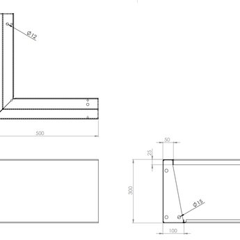 Keerwand cortenstaal 50 x 50 x 30 cm buitenhoek