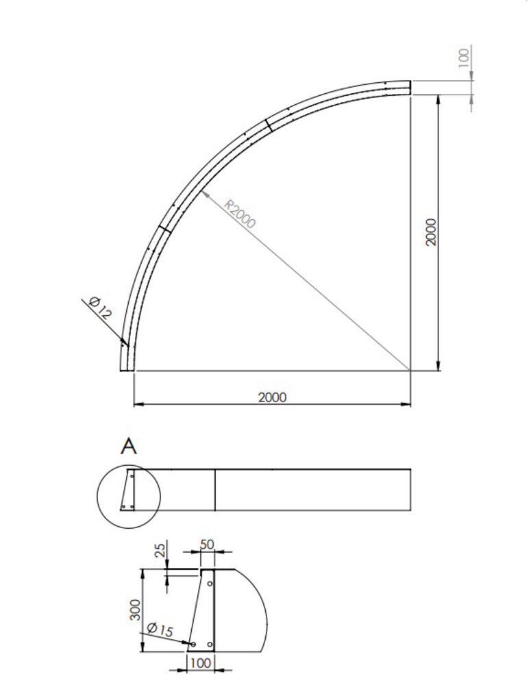 Keerwand cortenstaal 200 x 30 cm binnenbocht Keerwand cortenstaal 200 x 30 cm binnenbocht