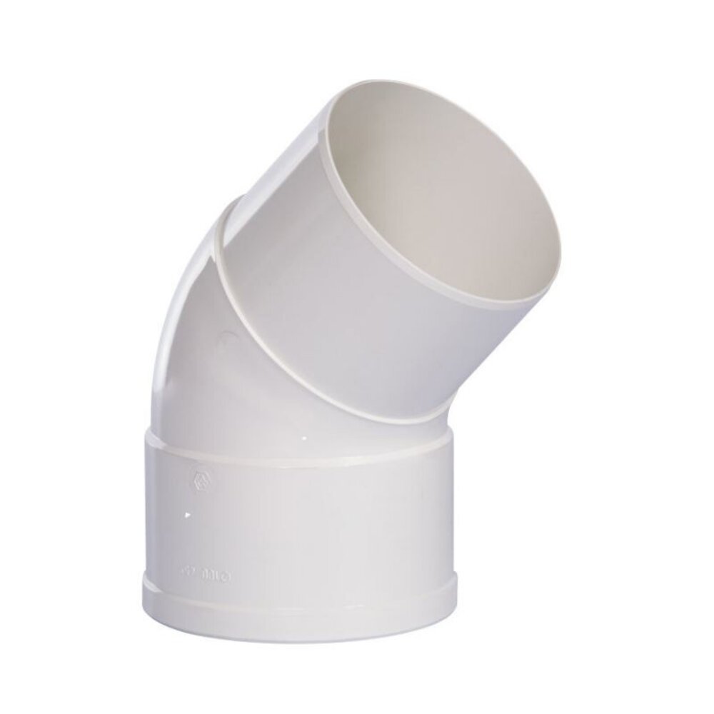 Pipelife HWA bocht 45°, pvc, inwendig lijm x verjongd spie, wit Pipelife HWA bocht 45°, pvc, inwendig lijm x verjongd spie, wit