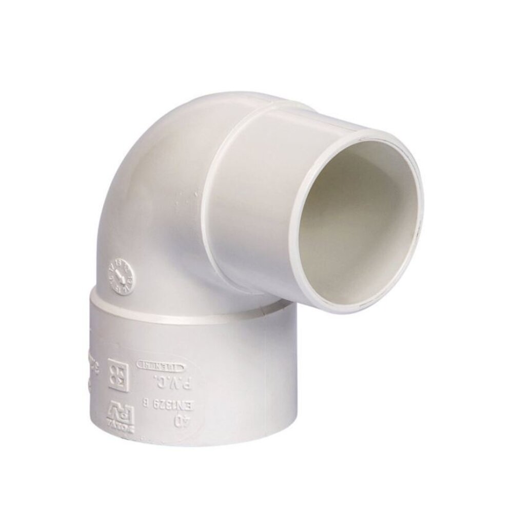 Pipelife HWA bocht 87°, pvc, inwendig lijm x verjongd spie, wit Pipelife HWA bocht 87°, pvc, inwendig lijm x verjongd spie, wit