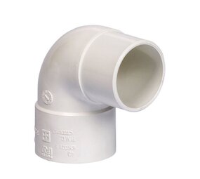 Pipelife HWA bocht 87°, pvc, inwendig lijm x verjongd spie, wit Pipelife HWA bocht 87°, pvc, inwendig lijm x verjongd spie, wit