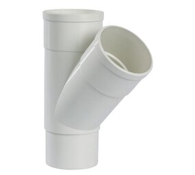 Pipelife HWA T-stuk 45°, pvc, 2x inwendig lijm, 1x verjongd spie, wit