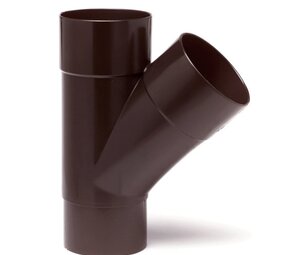 HWA T-stuk 45°, pvc, 2x inwendig lijm, 1x verjongd spie, bruin