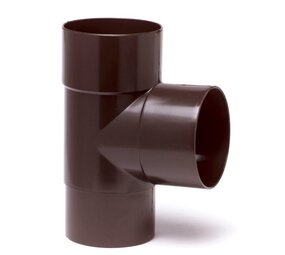 HWA T-stuk 87°, pvc, 2x inwendig lijm, 1x verjongd spie, bruin