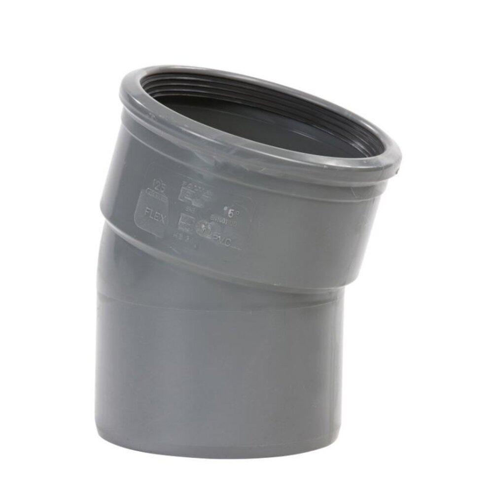 Pipelife PVC bocht 15°, manchet x spie, grijs, KOMO Pipelife PVC bocht 15°, manchet x spie, grijs, KOMO