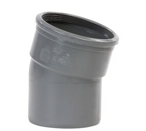 Pipelife PVC bocht 15°, manchet x spie, grijs, KOMO Pipelife PVC bocht 15°, manchet x spie, grijs, KOMO