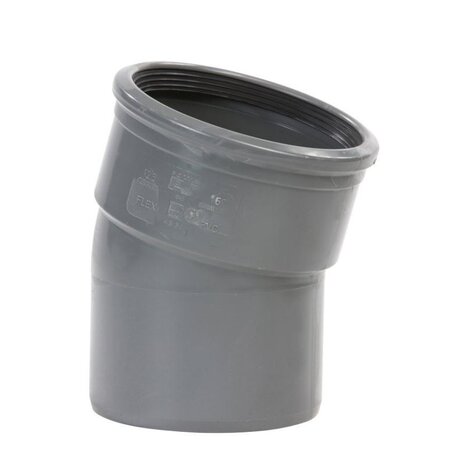 Pipelife PVC bocht 15°, manchet x spie, grijs, KOMO Pipelife PVC bocht 15°, manchet x spie, grijs, KOMO