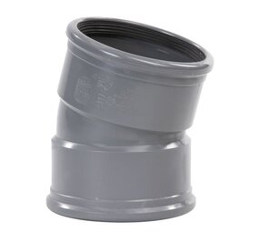 Pipelife PVC bocht 15°, 2x manchet, grijs, KOMO Pipelife PVC bocht 15°, 2x manchet, grijs, KOMO