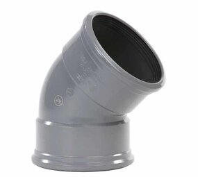 Pipelife PVC bocht 45°, 2x manchet, grijs, KOMO SN4 Pipelife PVC bocht 45°, 2x manchet, grijs, KOMO SN4